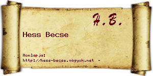Hess Becse névjegykártya